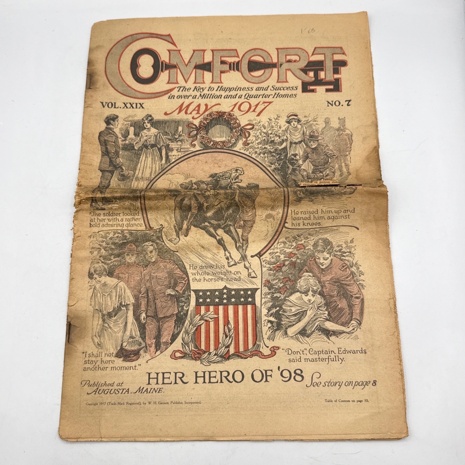 Comfort Magazine May 1917 Vol XXIX No 7 WWI Era Overland Car Ad Patriotic Art