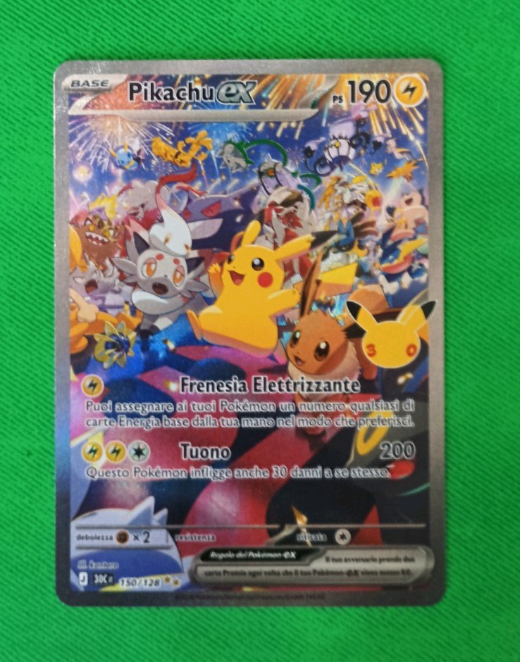 Pokemon Card-Night Pikachu ex 150/128-SIR- 30th Celebration-ITA-MINT