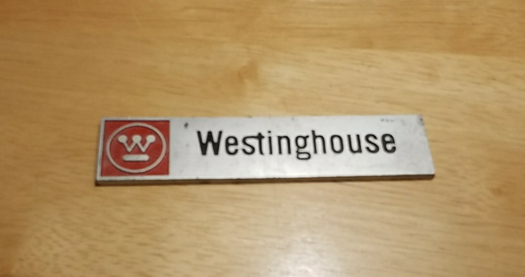 Vintage Westinghouse Cast Metal Name Plate Plaque Advertising Advertisement 