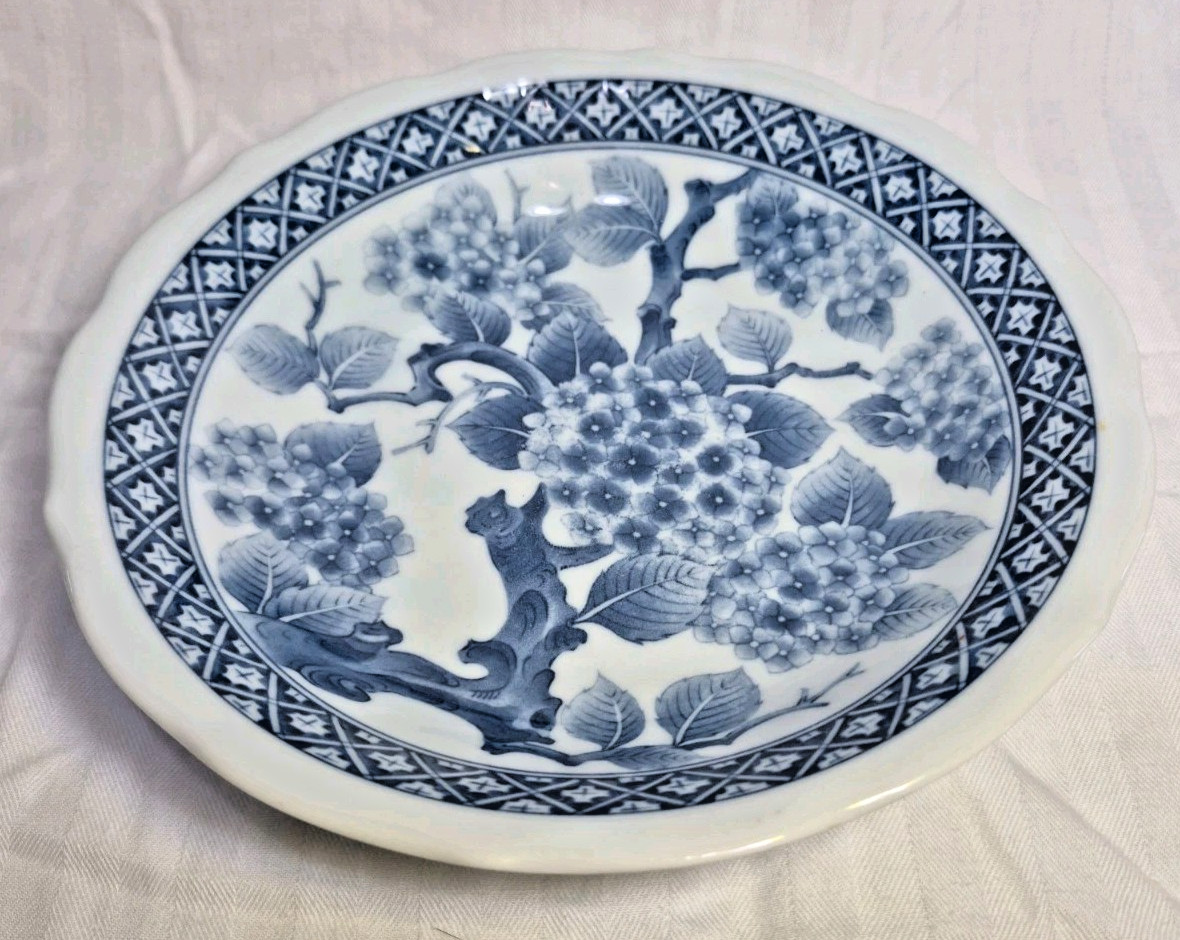 Blue White Asian Porcelain Bowl with Cherry Blossom Branch Vintage - BWL011