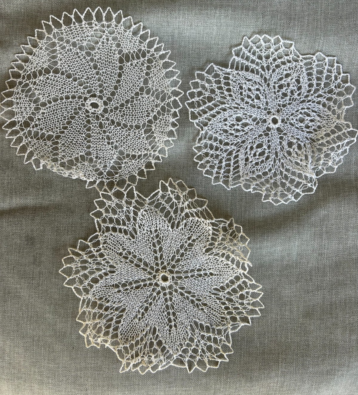 Vintage Antique Tatted Doily Lot Tatting Handmade 3 Cream