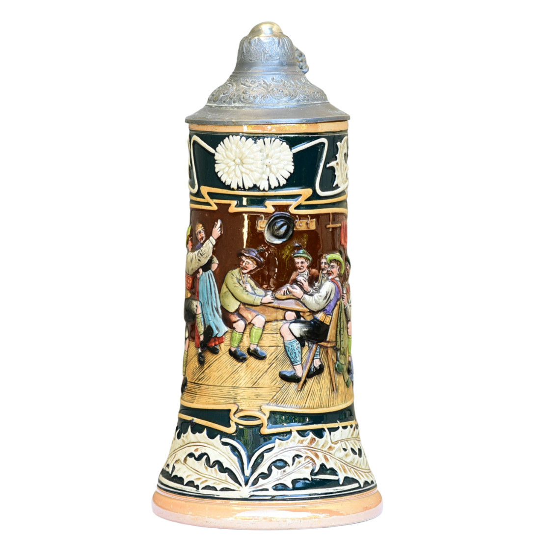 Reinhold Hanke Beer Stein 1937 Tavern | Lidded 1.0 L Germany Antique Ca 1900s