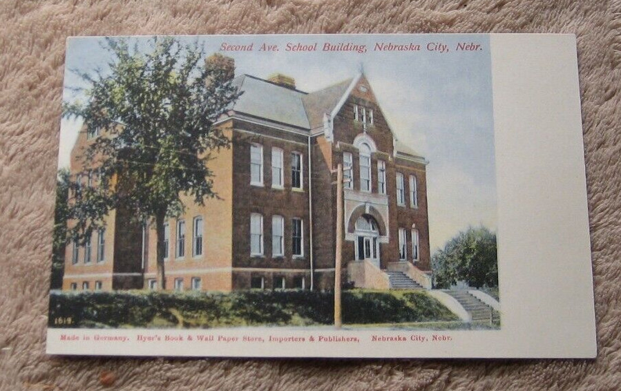 Nebraska City NE Postcard Second 2nd Ave School Building c 1910 1911 Pierce Home