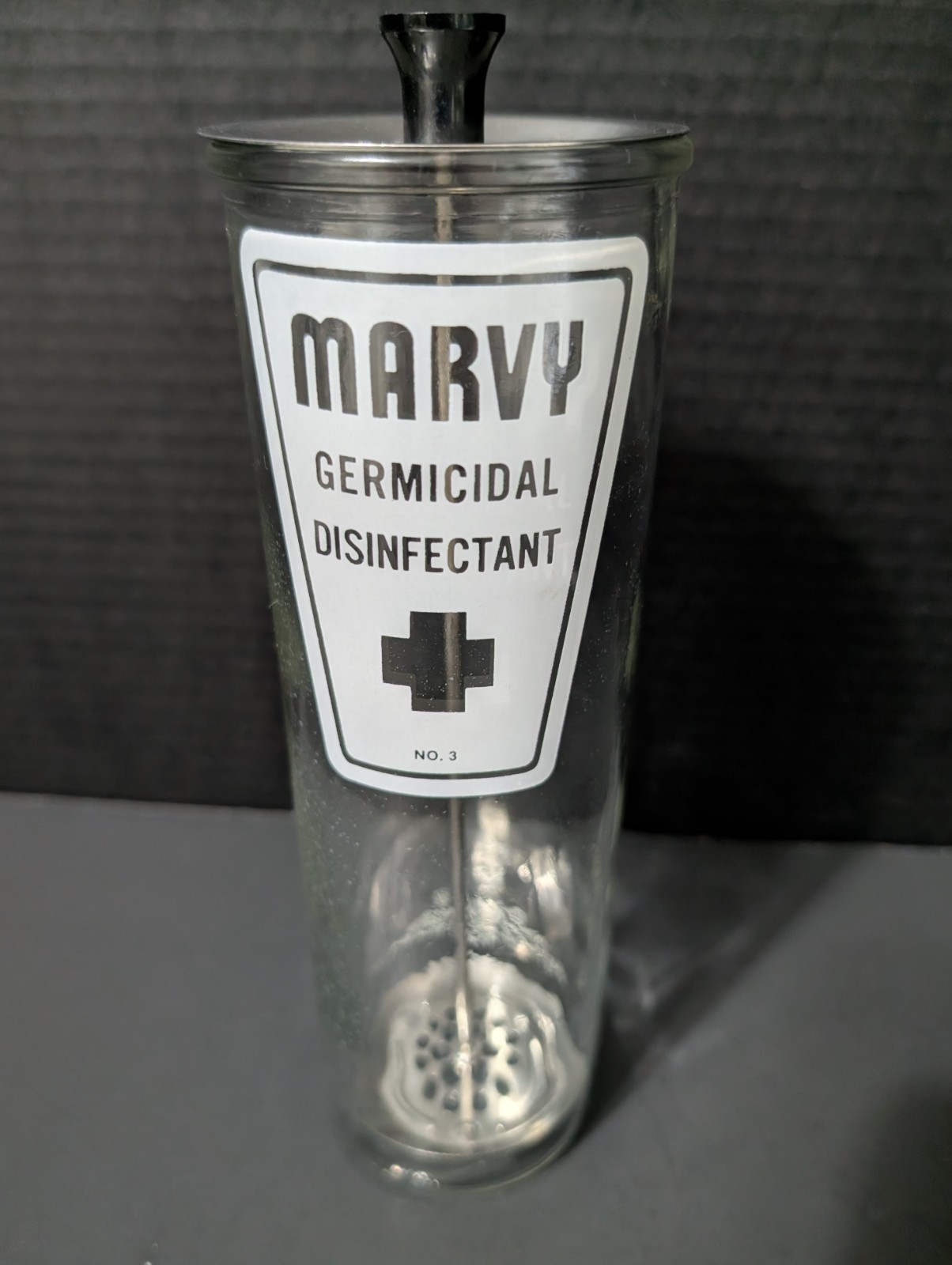 Vintage Marvy No.3 Germicidal Disinfectant  Glass  Jar