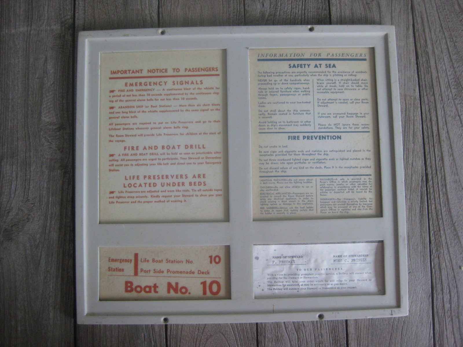 S.S.UNITED STATES Room Sign
