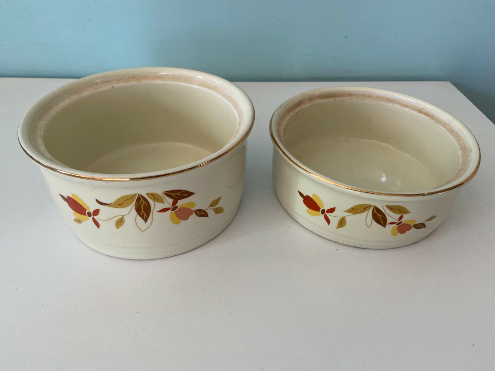 HALL CHINA - JEWEL TEA AUTUMN LEAF - PAIR OF 6 1/2