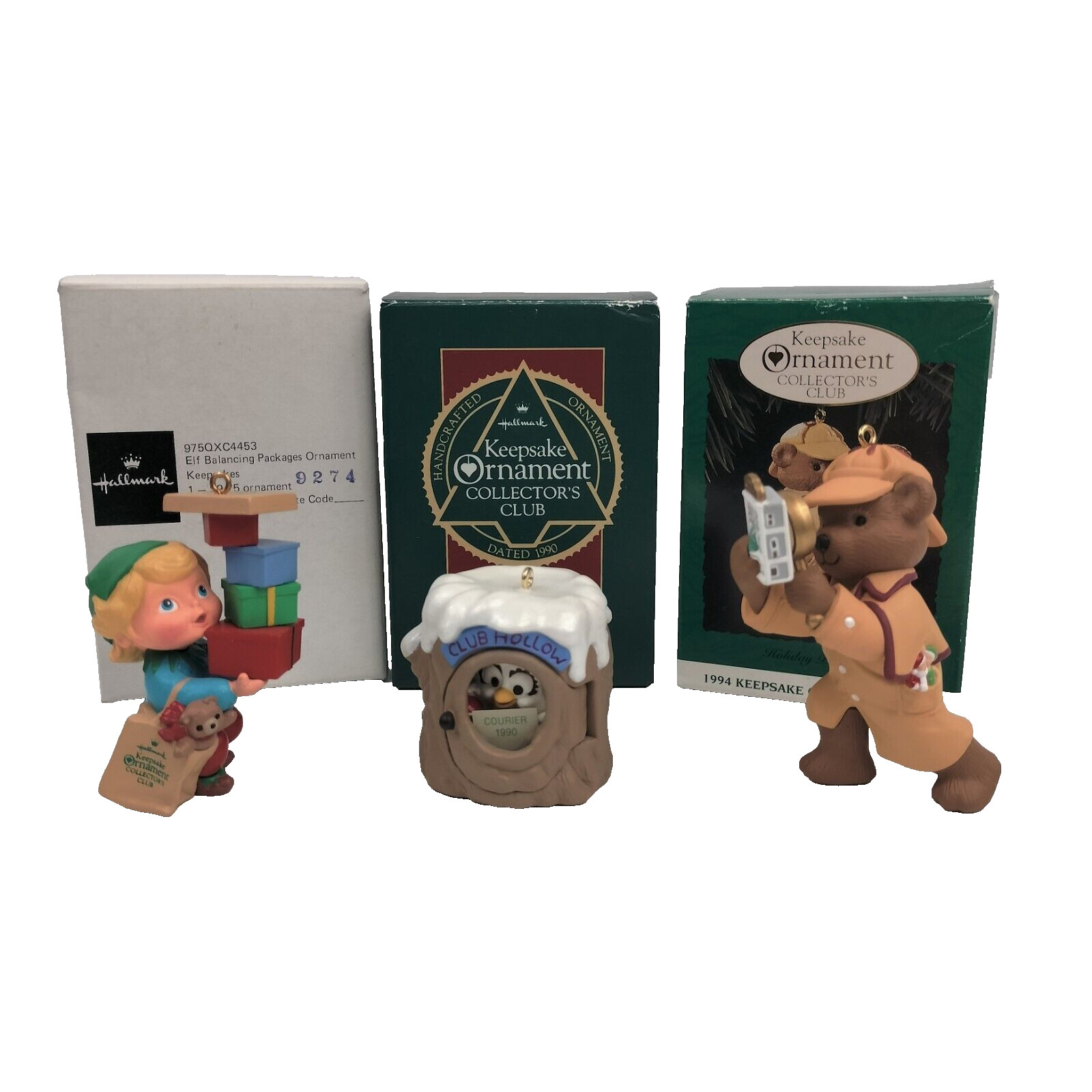 Hallmark Keepsake Ornament Collector\'s Club Ornament Lot Of 3, Vintage 1990 1994