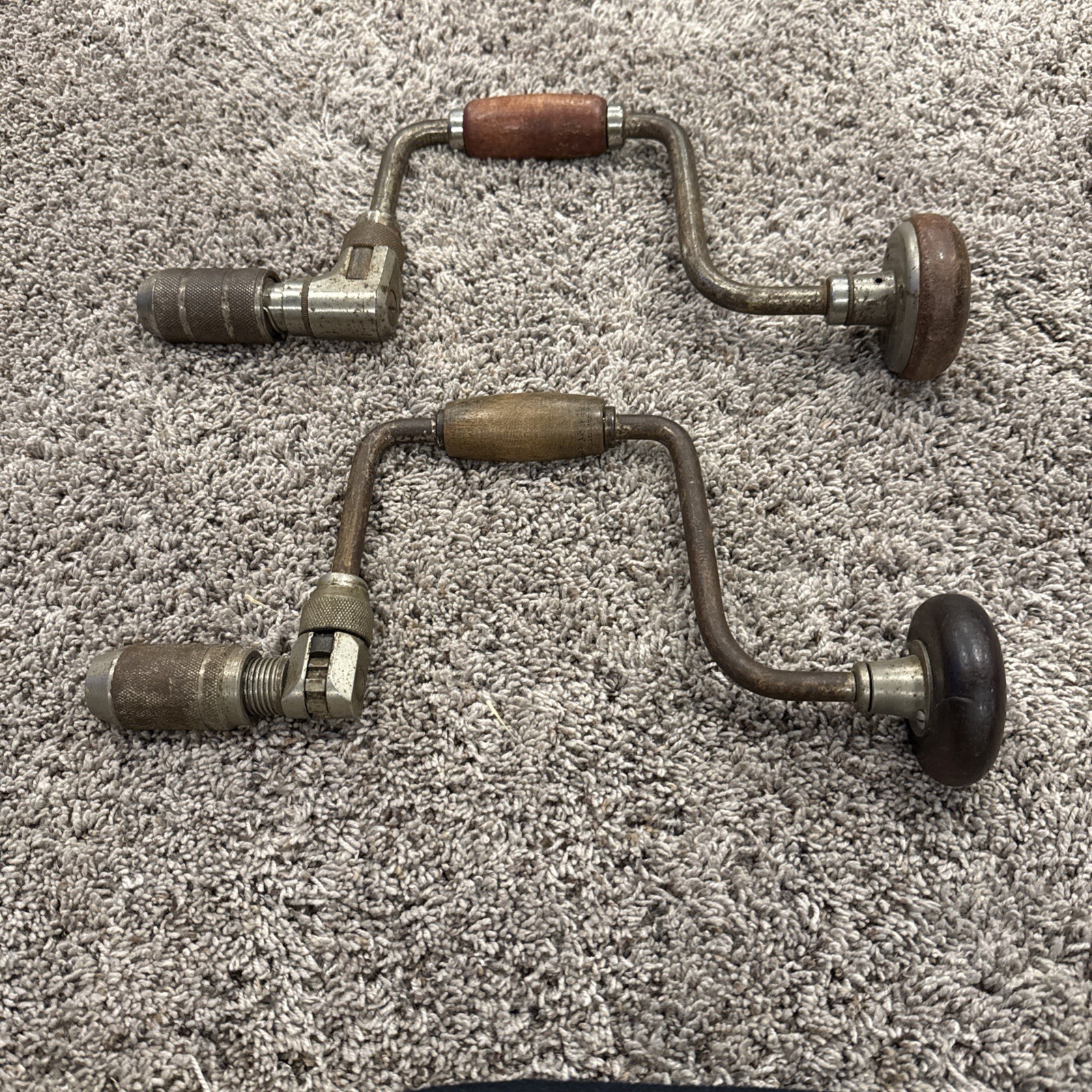 Lot Of 2 vintage ratcheting bit brace- No Bits (hand Drills)