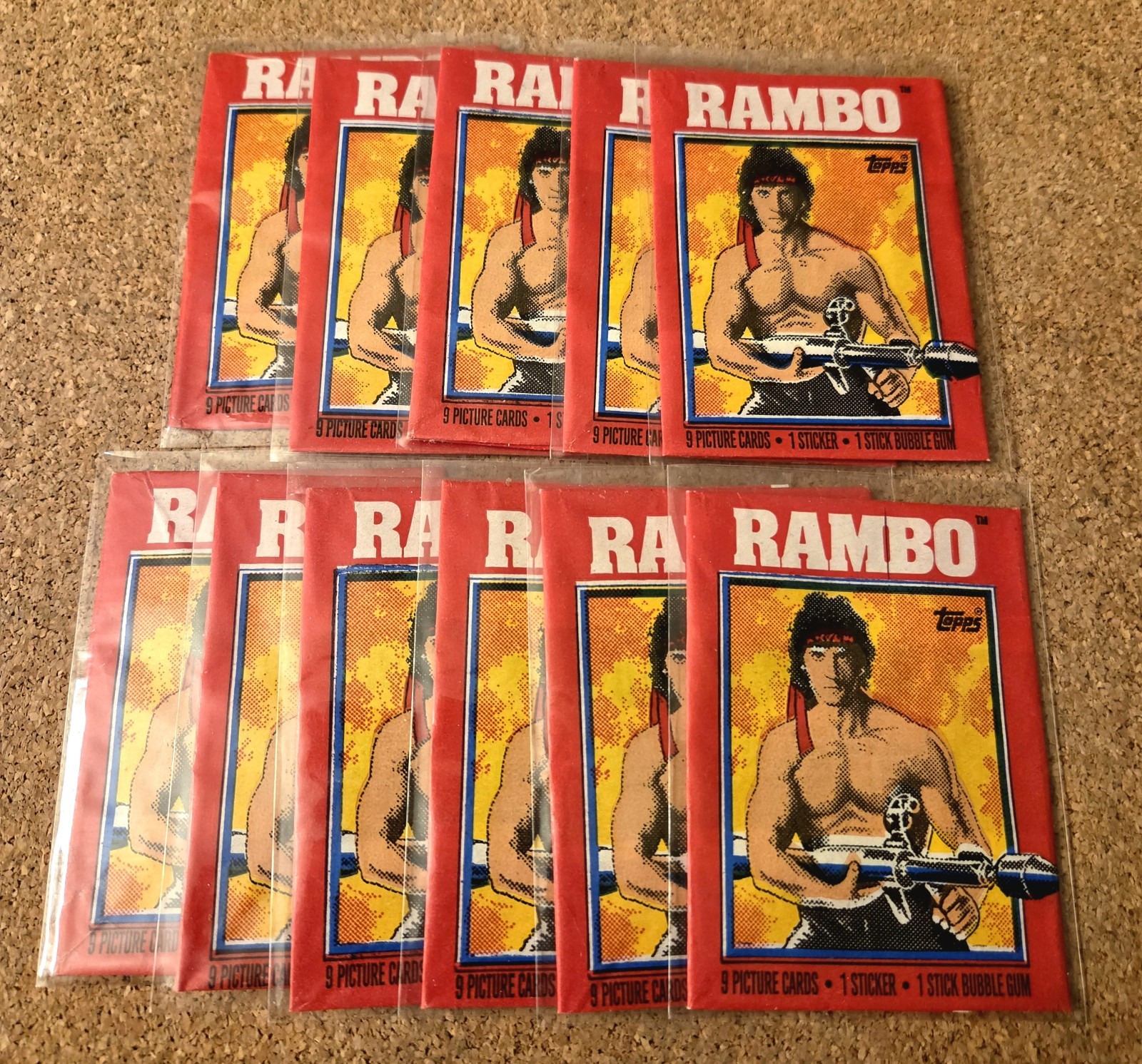 Lot of 11 Vintage 1985 Topps Rambo First Blood Part II Empty Wax Wrappers Clean Lot of 11 Vintage 1985 Topps Rambo First Blood Part II Empty Wax Wrappers Clean