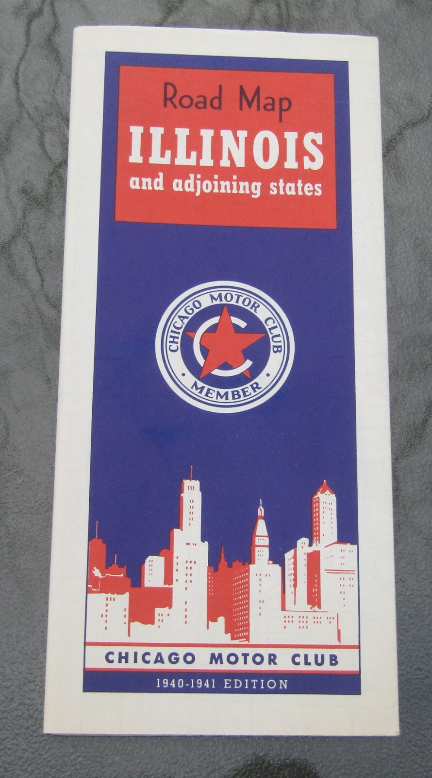 1940-1941 Chicago Motor Club ILLINOIS And Adjoining States Road Map UNUSED NOS