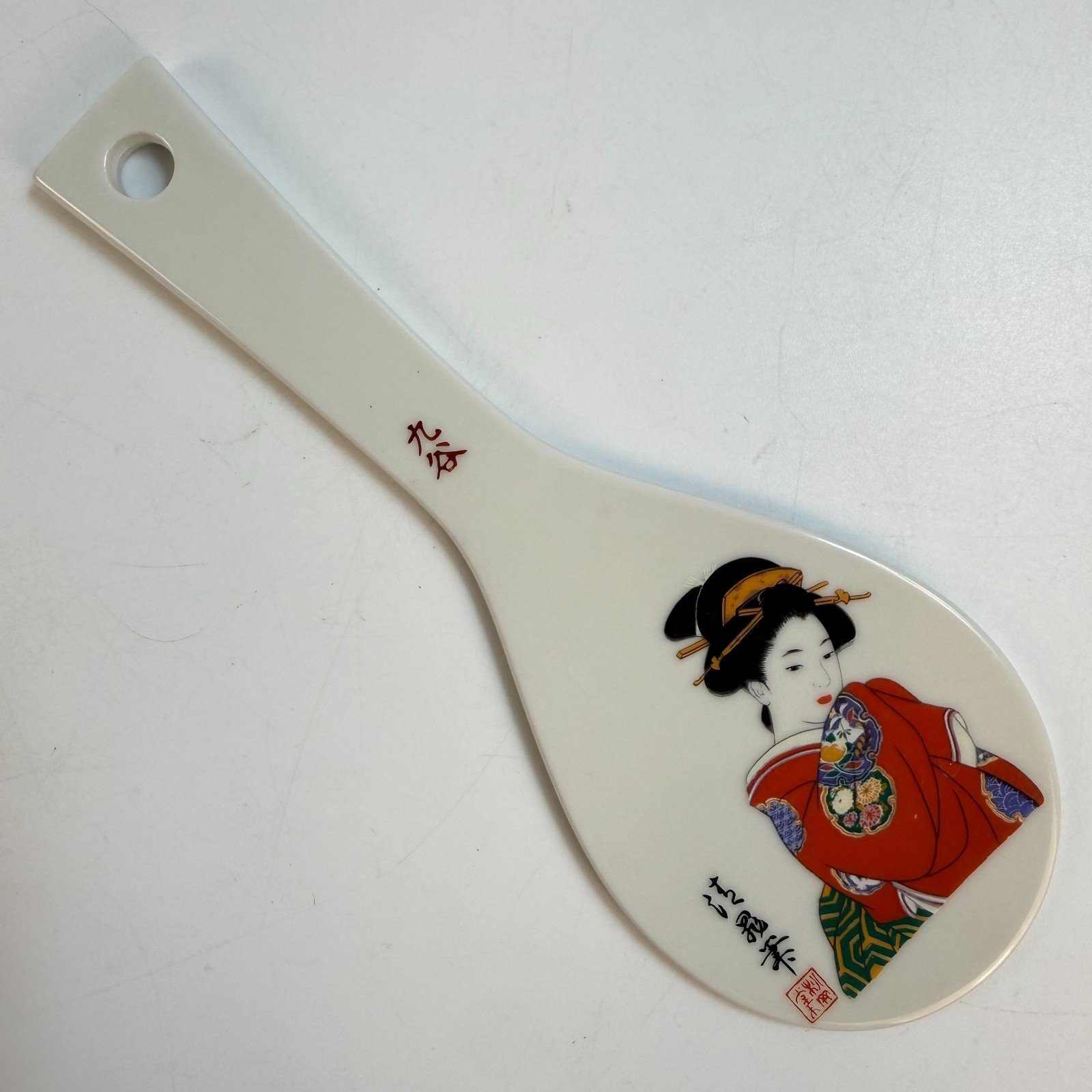 Vintage Japanese Kutani Porcelain Decorative Shamoji Rice Paddle