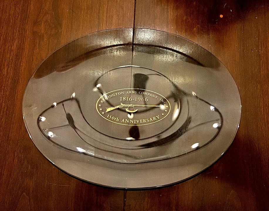 1966 Remington Arms Company 150th Year Anniversary Thick Glass Plate 1816 -1966