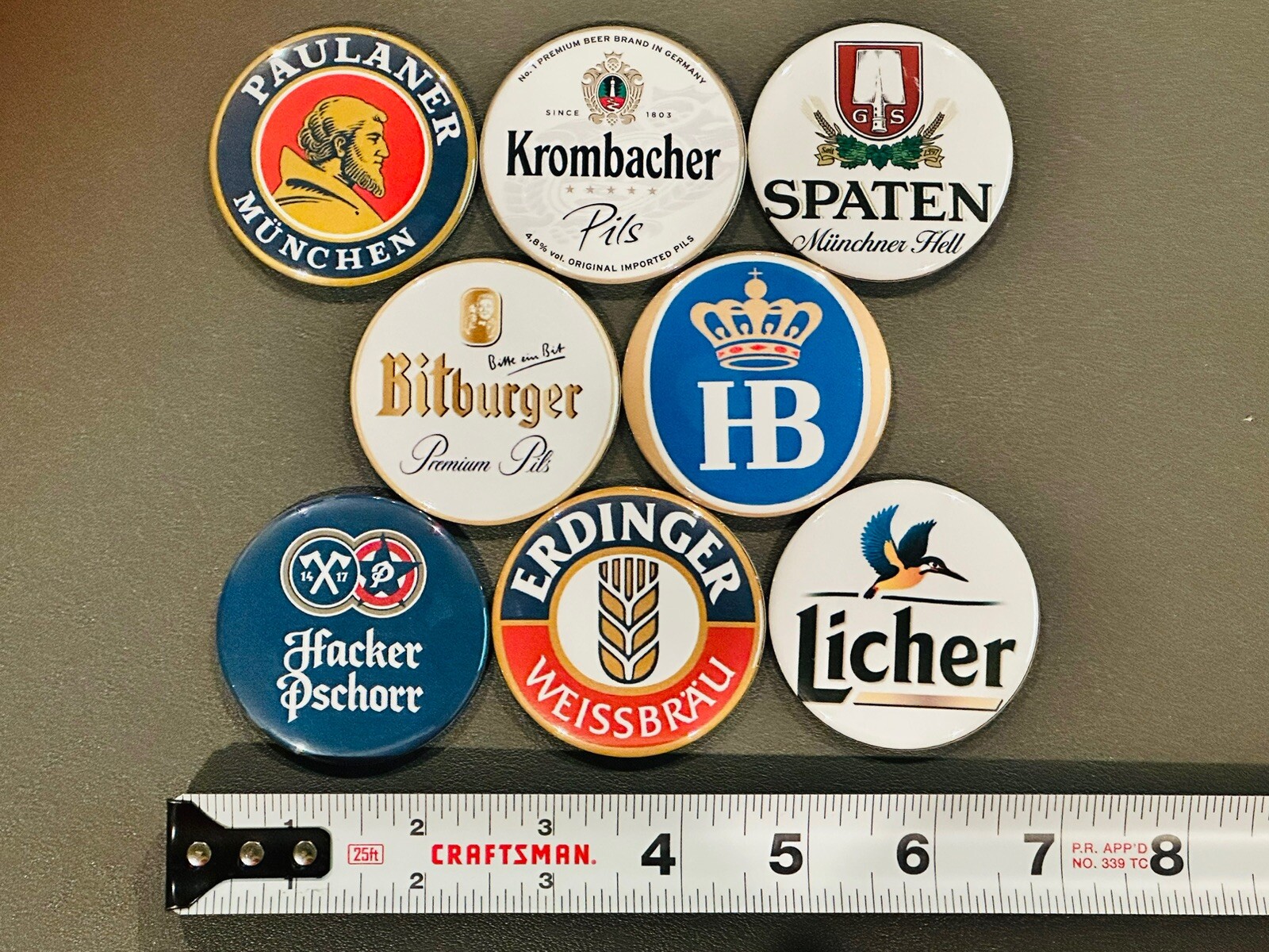 German Bier Beer Logo Fridge Magnets 2 1/4” ToolBox Magnet 🍺 Set Of 8