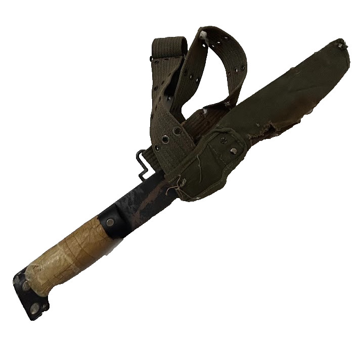 VTG 1960s Vietnam Era Bulldog Machete Japan + Canvas Sheath M1956 Pistol Belt