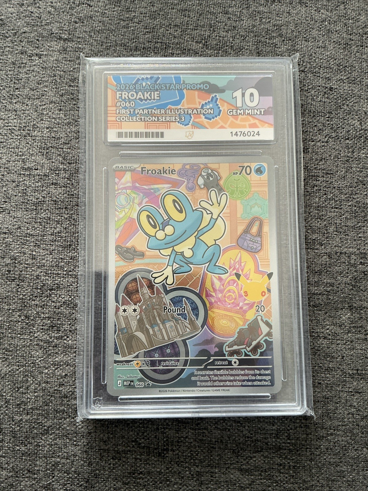 Froakie 060 - First Partner Series 3 - ACE GEM MINT 10 Perfect Sub Grades