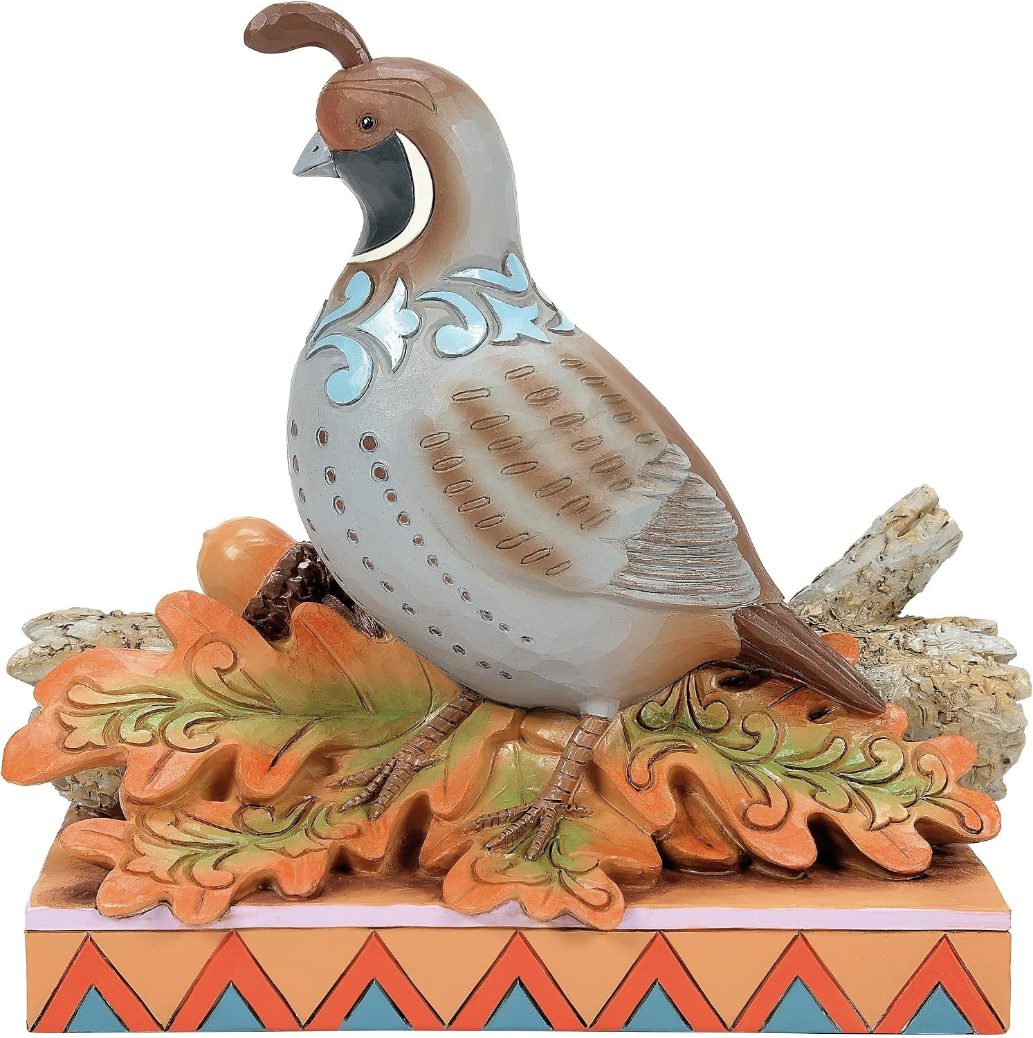 Jim Shore Heartwood Creek Harvest Quail Sitting on Autumn Leaves Figurine, 5.67