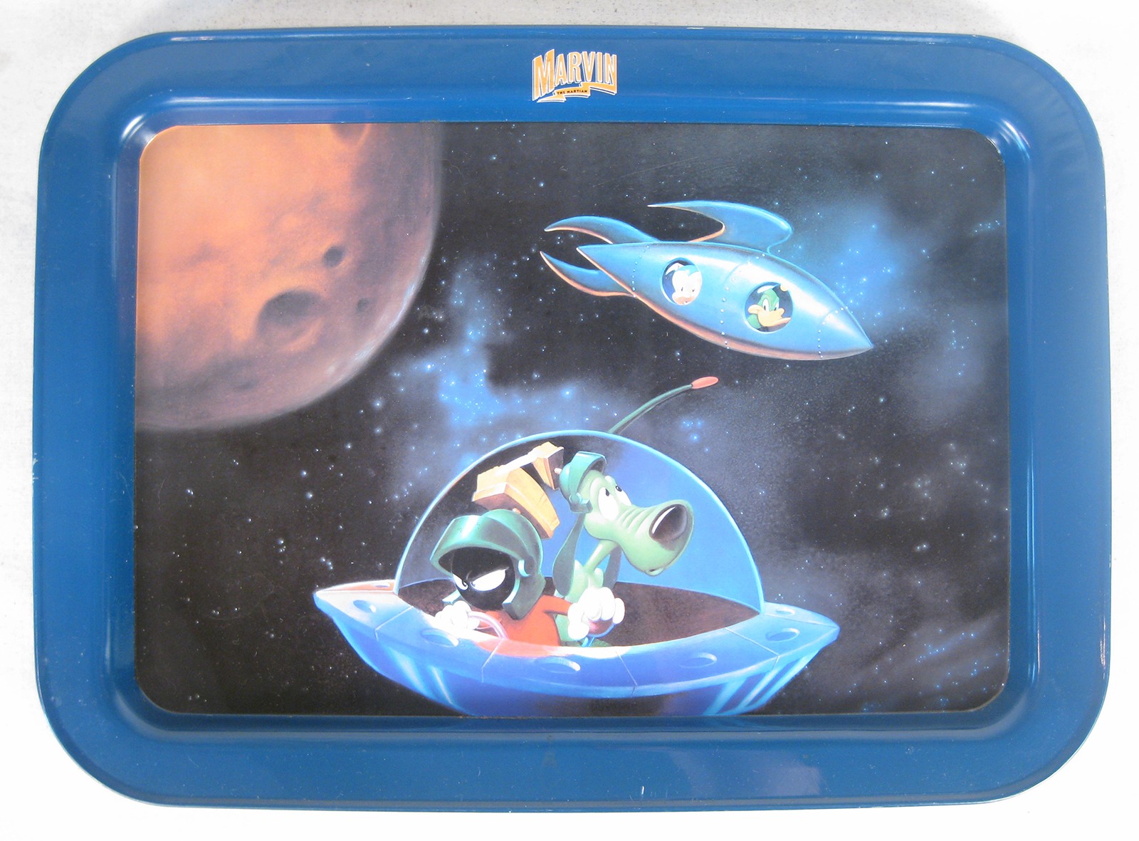 VINTAGE 1995 WARNER BROS. MARVIN THE MARTIAN METAL SNACK SERVING TRAY NM