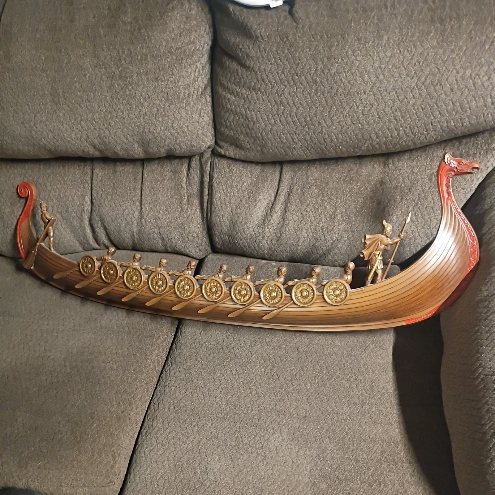 Vintage Mid-Century Syroco Viking Longship 1960 Wall Art 40” Faux Wood Plastic 