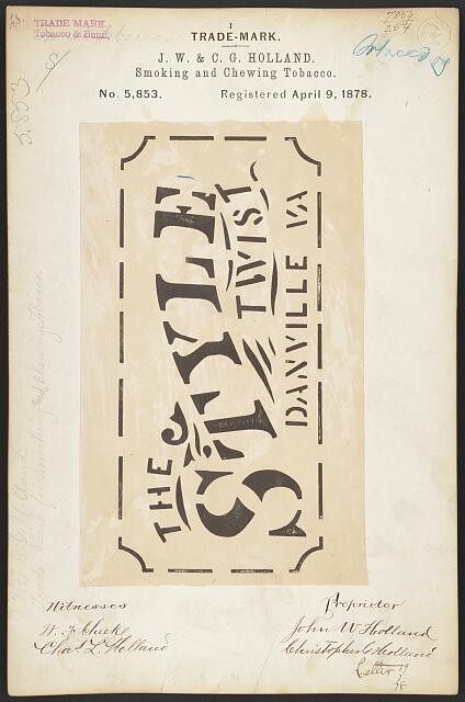 1878 Style Twist Tobacco Trade-Mark Registration J W C G Holland Vintage Print