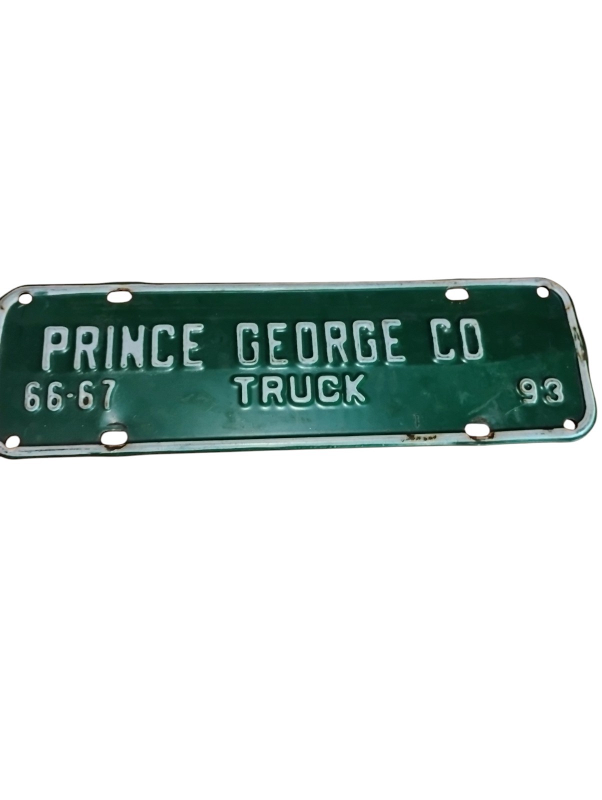 1966 Prince George County Virginia Antique City Metal Truck License Plate Tag