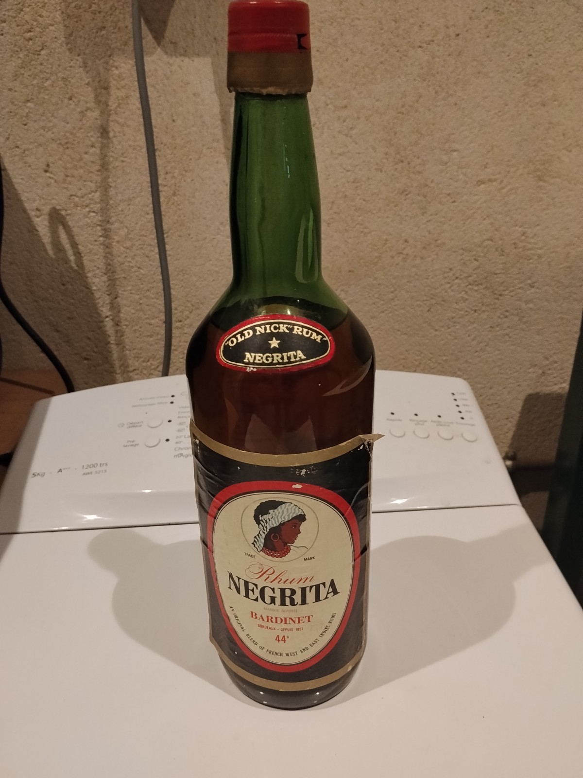 Antique Negrita Bardinet Rum Bottle 44° - Vintage 1960s/1970s - Rare