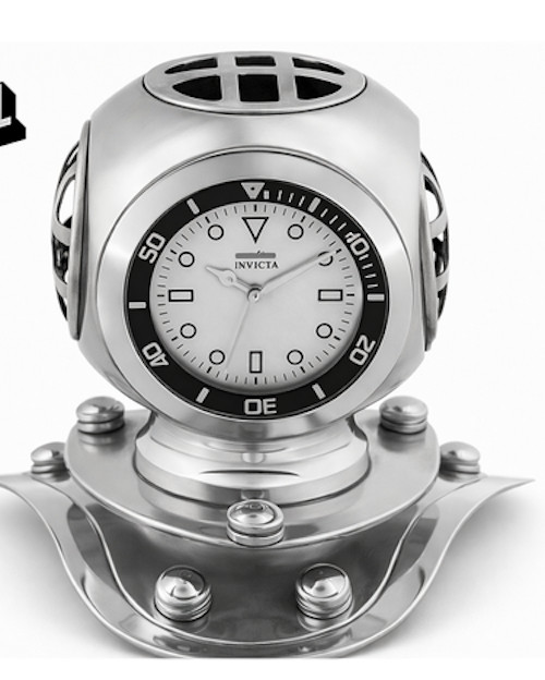 INVICTA 59038 Silver PRO DIVER 4 INCH DESK CLOCK RARE DIVE HELMET