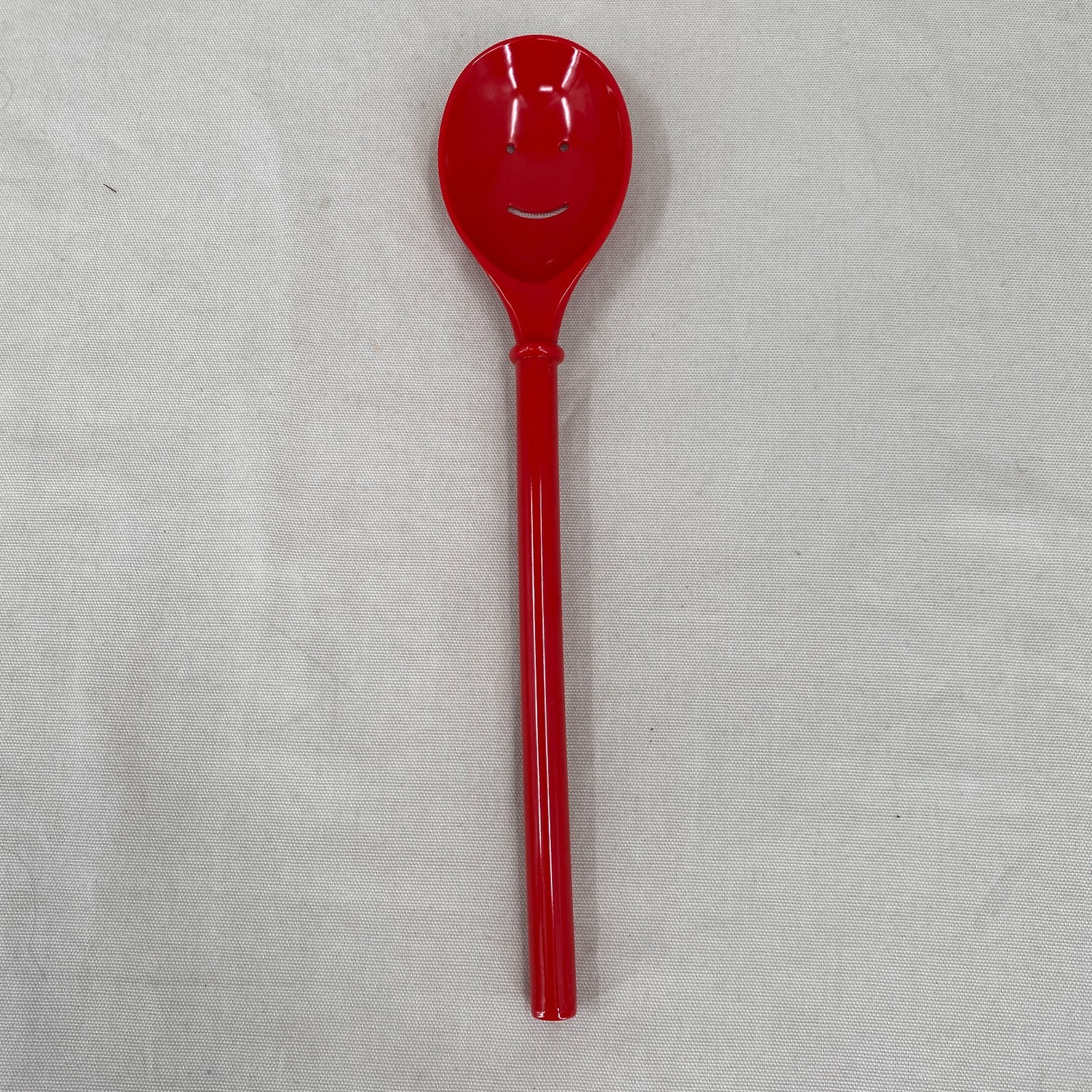 Zak Designs 12” Red Melamine Happy Smiley Face Cooking Slotted Spoon Utensil
