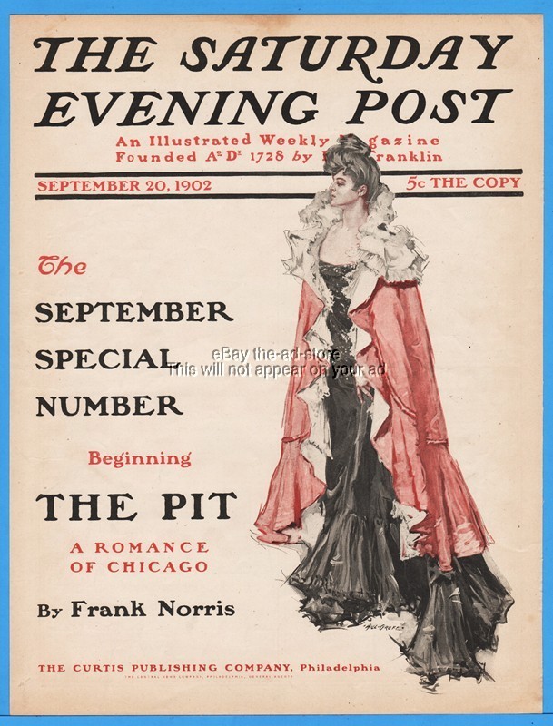 1902 Saturday Evening Post Cover Only Will Grefe Woman Traveling Clothes