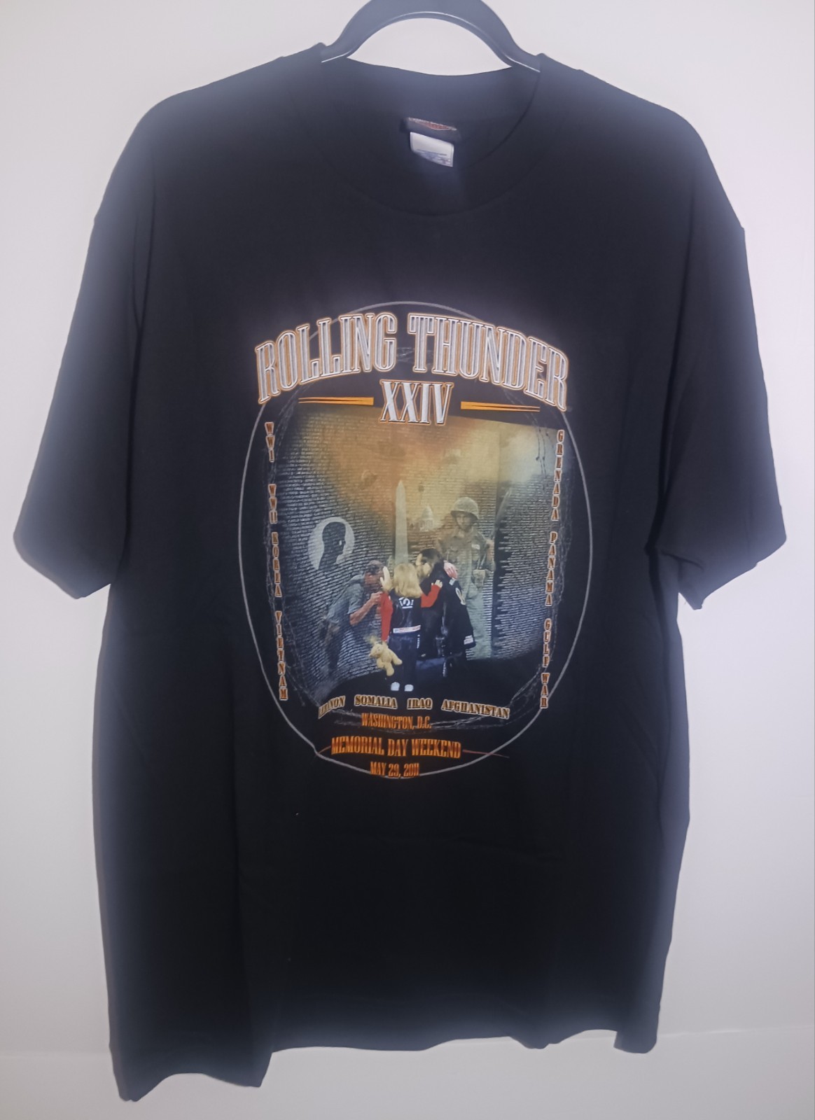 Harley Davidson 2011 Rolling Thunder Patriotic Black T-shirt Size Large 