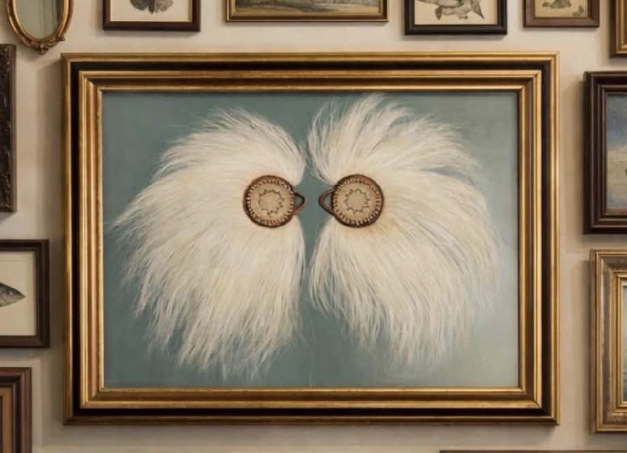 Vintage Pair (2) Framed Yup’ik / Yupik Native Alaskan American Eskimo Dance Fans