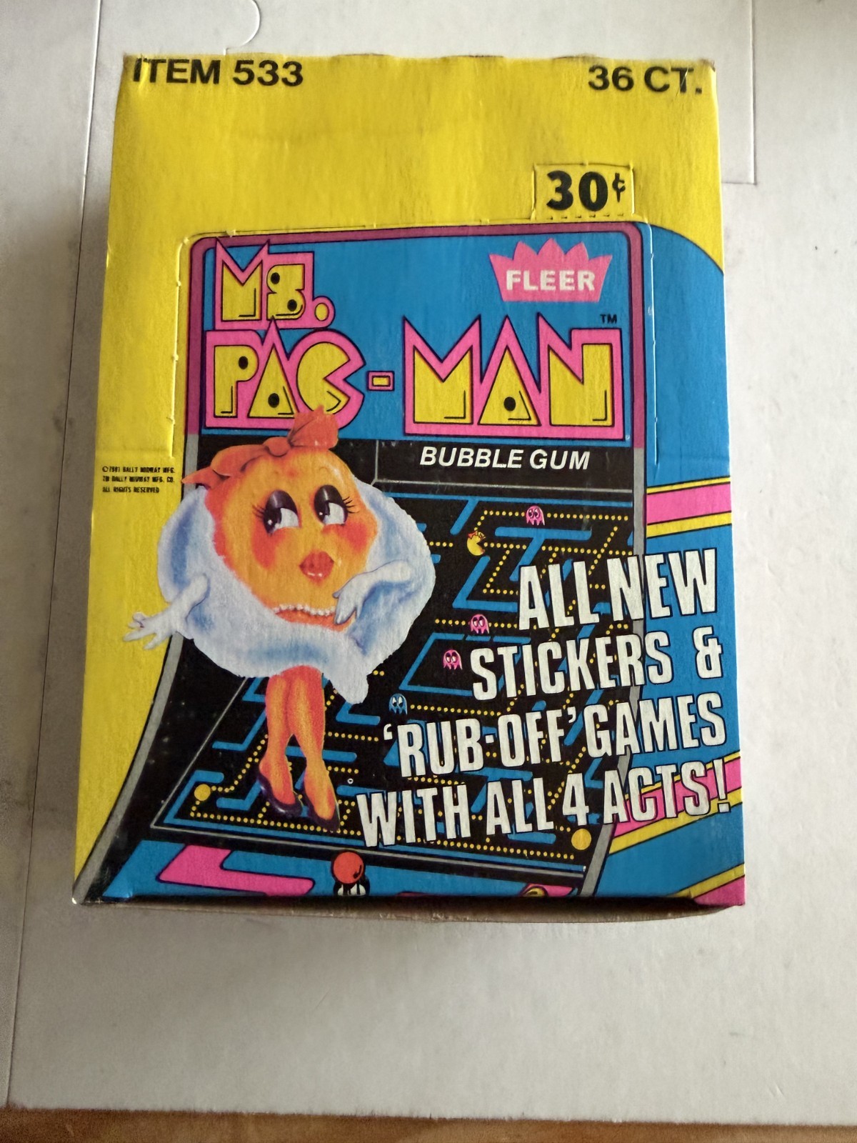 1981 Fleer Ms Pac-Man Box -  36 Unopened Wax Packs (RARE?)