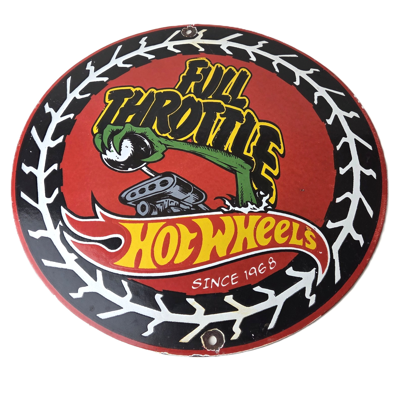 Vintage Hot Wheels Sign - Full Throttle Die Cast Cars Porcelain Gas Pump Sign Vintage Hot Wheels Sign - Full Throttle Die Cast Cars Porcelain Gas Pump Sign