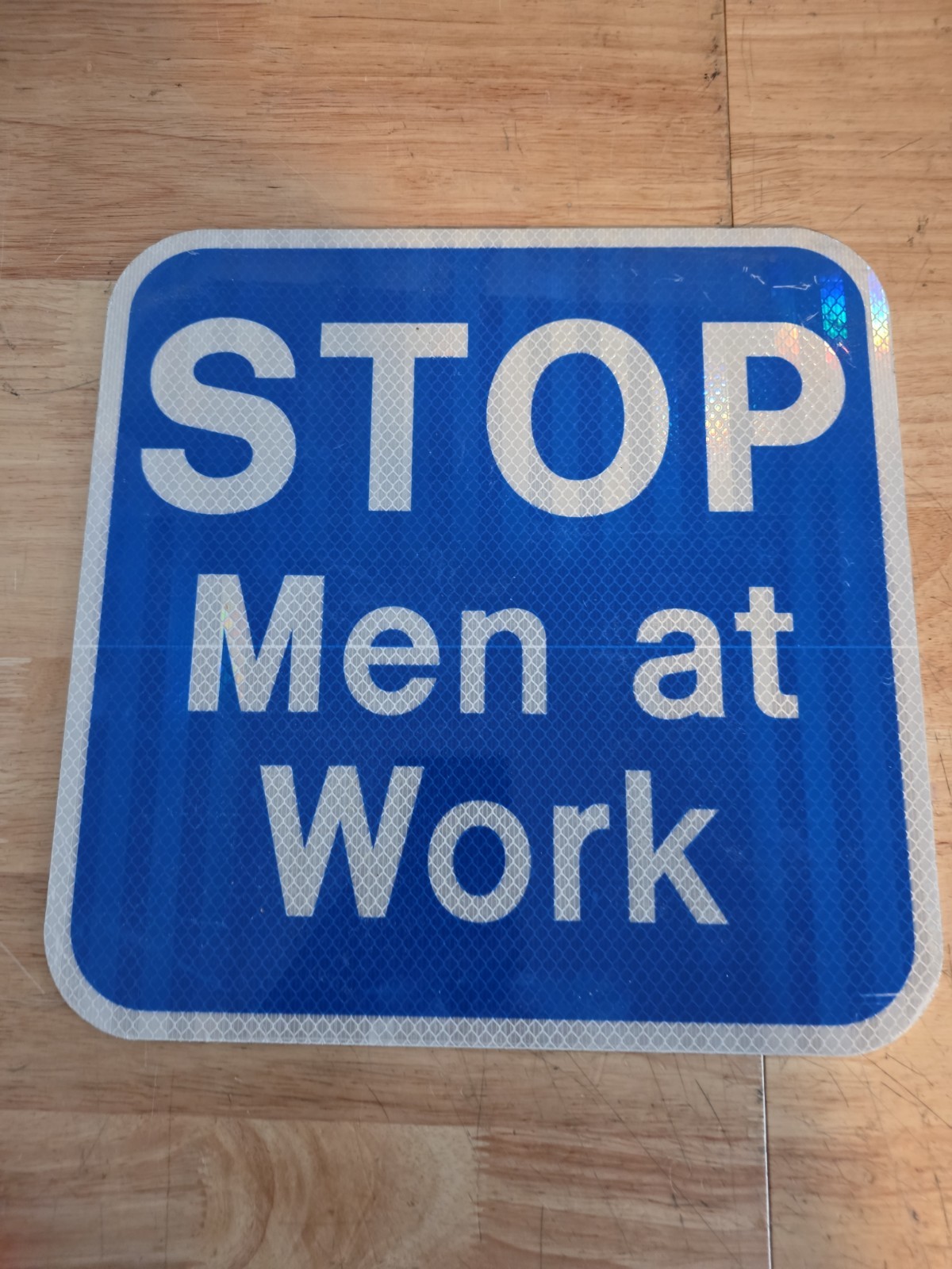 Stop Men At Work Blue Sign 12