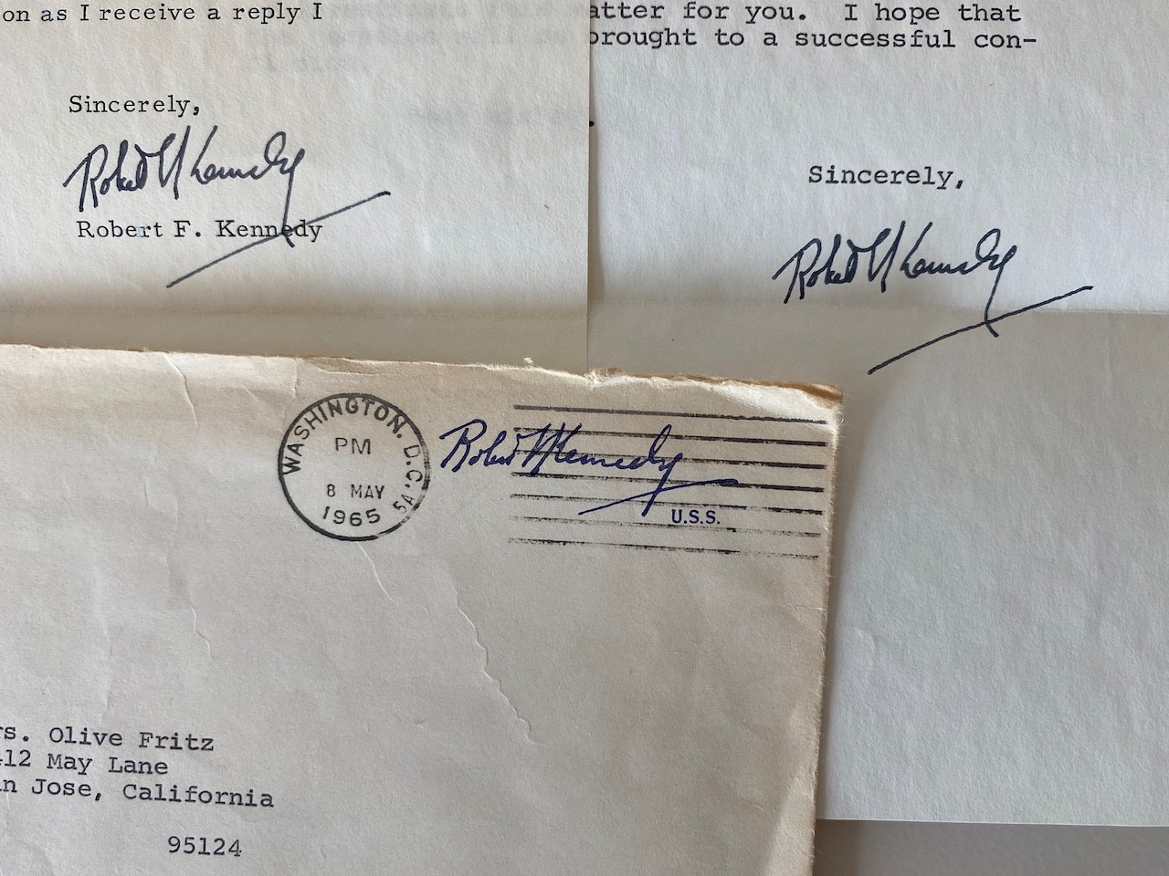 1965 Robert F. Kennedy Sr. Signed Senate Letter RFK (Autopen?) 3 Signatures 1965 Robert F. Kennedy Sr. Signed Senate Letter RFK (Autopen?) 3 Signatures