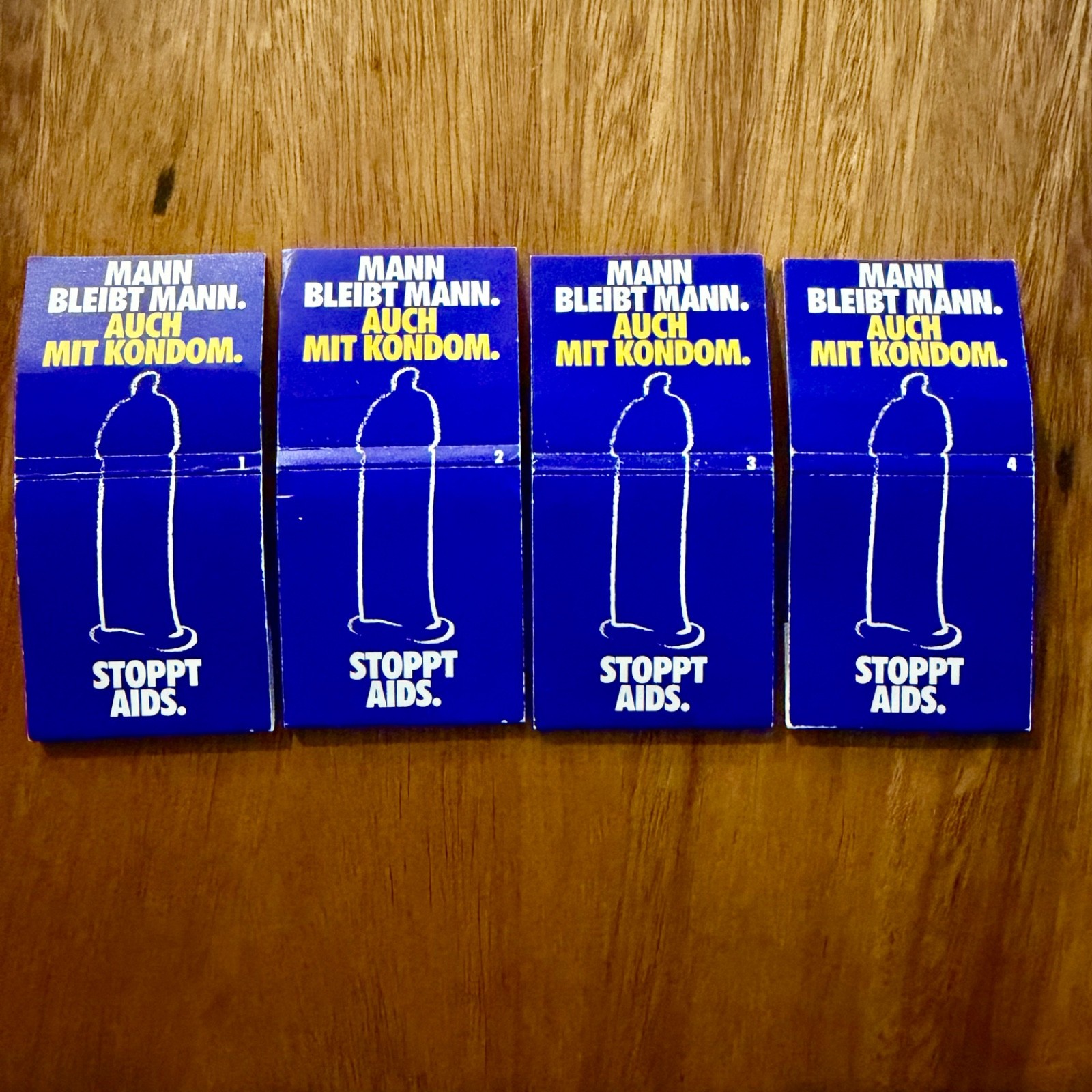 Rare 1980s German AIDS Awareness Matchbook Set Hamburg Condom Campaign