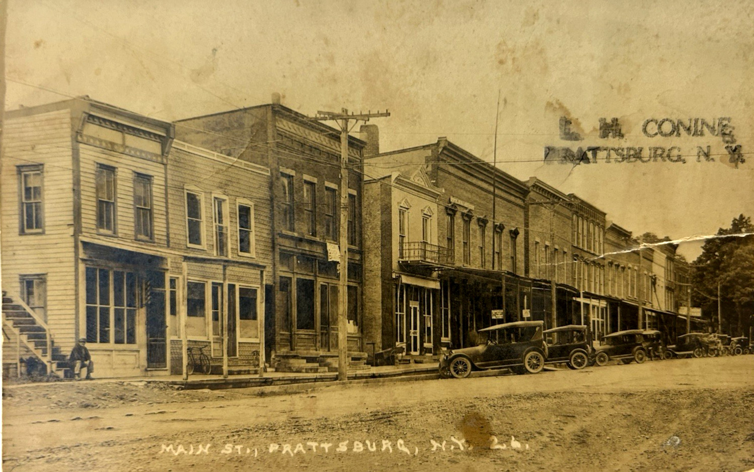 RPPC New York Postcard Main Street Prattsburgh L. H. Conine C. 1915 Ford T-Model