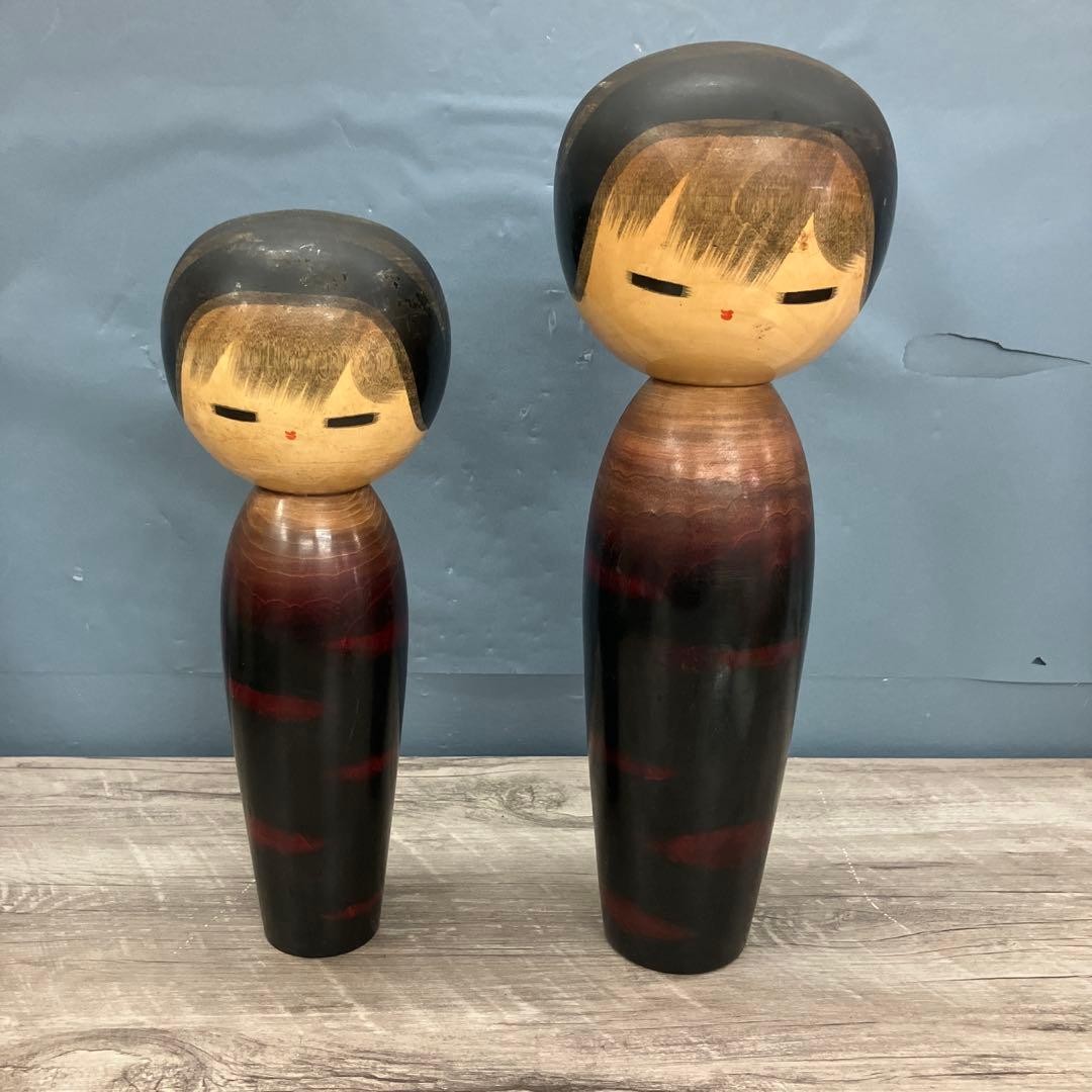 Watanabe Masao Kokeshi ChiGo Sakura 2 Piece Set Vintage Handmade Authentic Watanabe Masao Kokeshi ChiGo Sakura 2 Piece Set Vintage Handmade Authentic