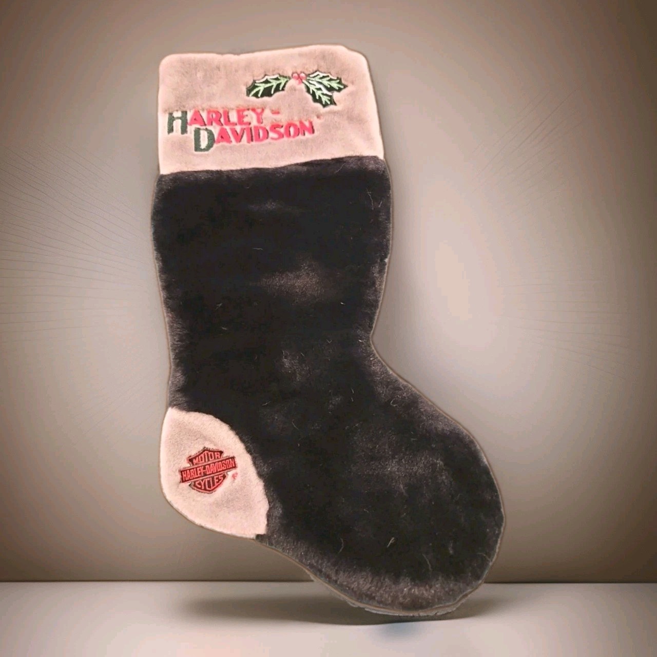 Harley Davidson Christmas Stocking VTG 2000 Black Plush 18\