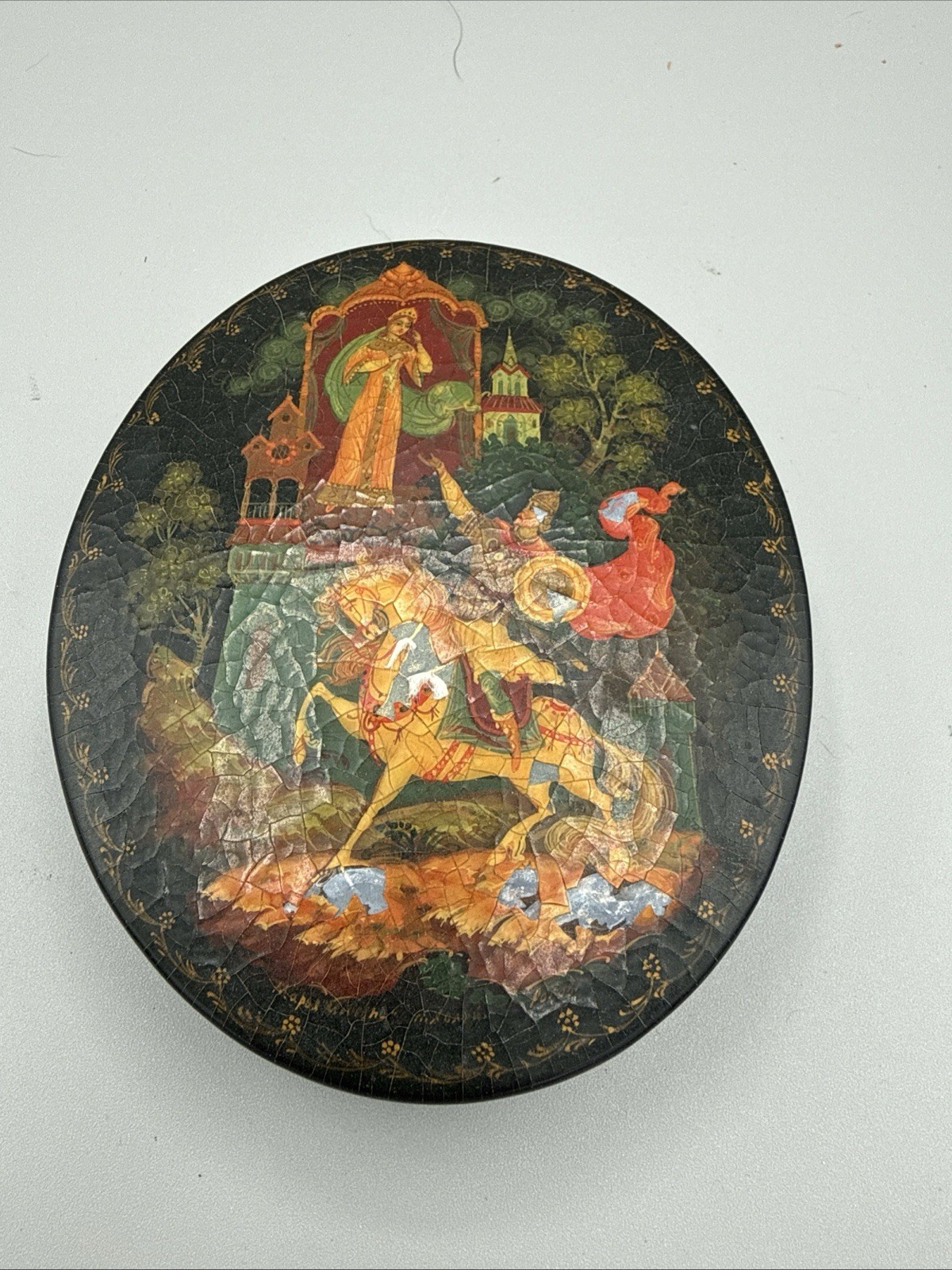 Kholui Russian Lacquer Box  Maria Morevna Signed Rogov c 1960s