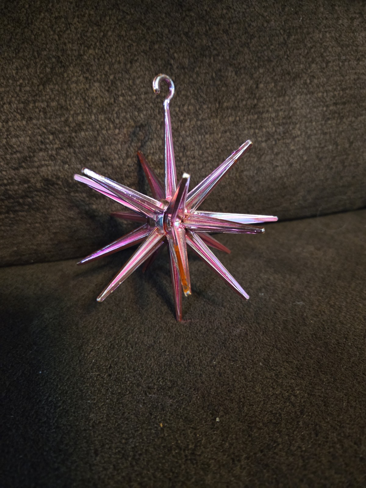 Vintage Christmas Bradford Atomic Star Sputnik Ornament,  Pink