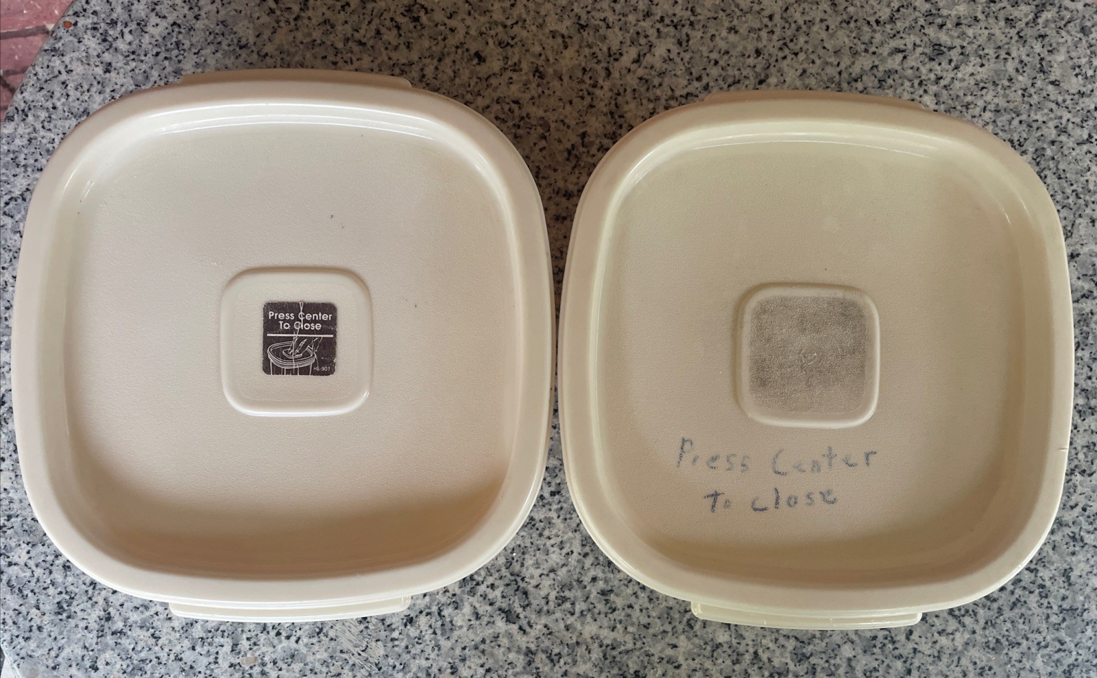 Vintage Rubbermaid Servin\' Saver Lot of 2 Almond OPAQUE 6 Cup Sq Set 2247 RARE