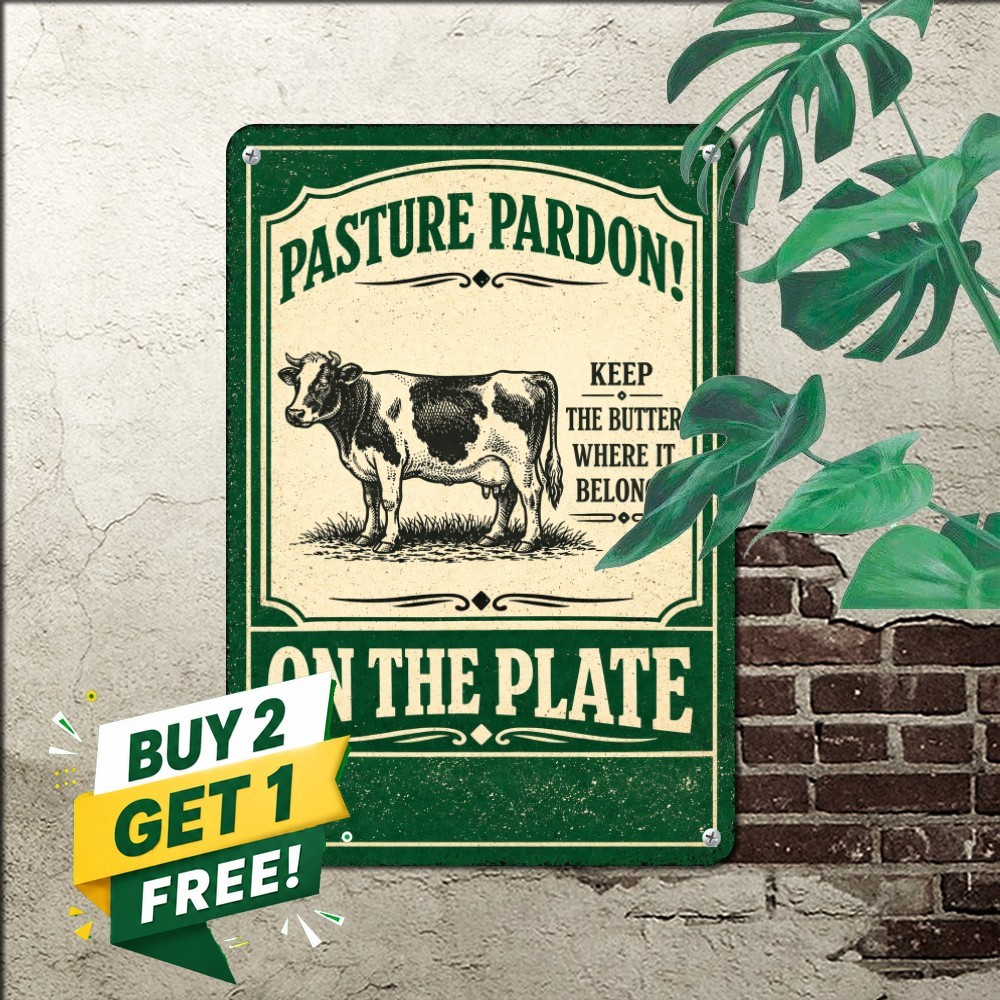 Heifer Please Cow Graphic Sign Rustic Country Farmhouse Kitchen Metal Tin Plaque