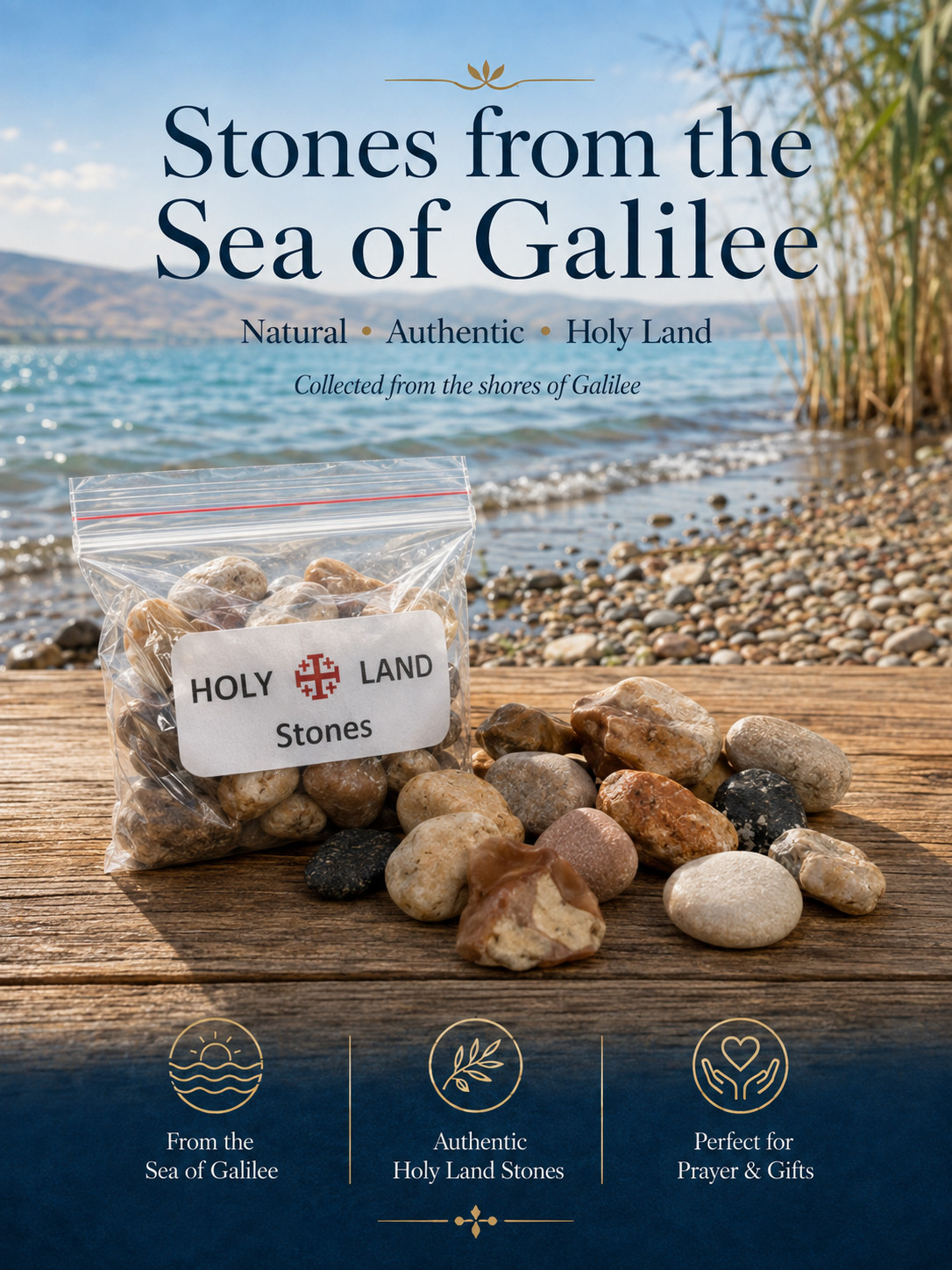 Stones From Tiberias Sea of Galilee 200g Holy Land Where Jesus Walked Biblical G
