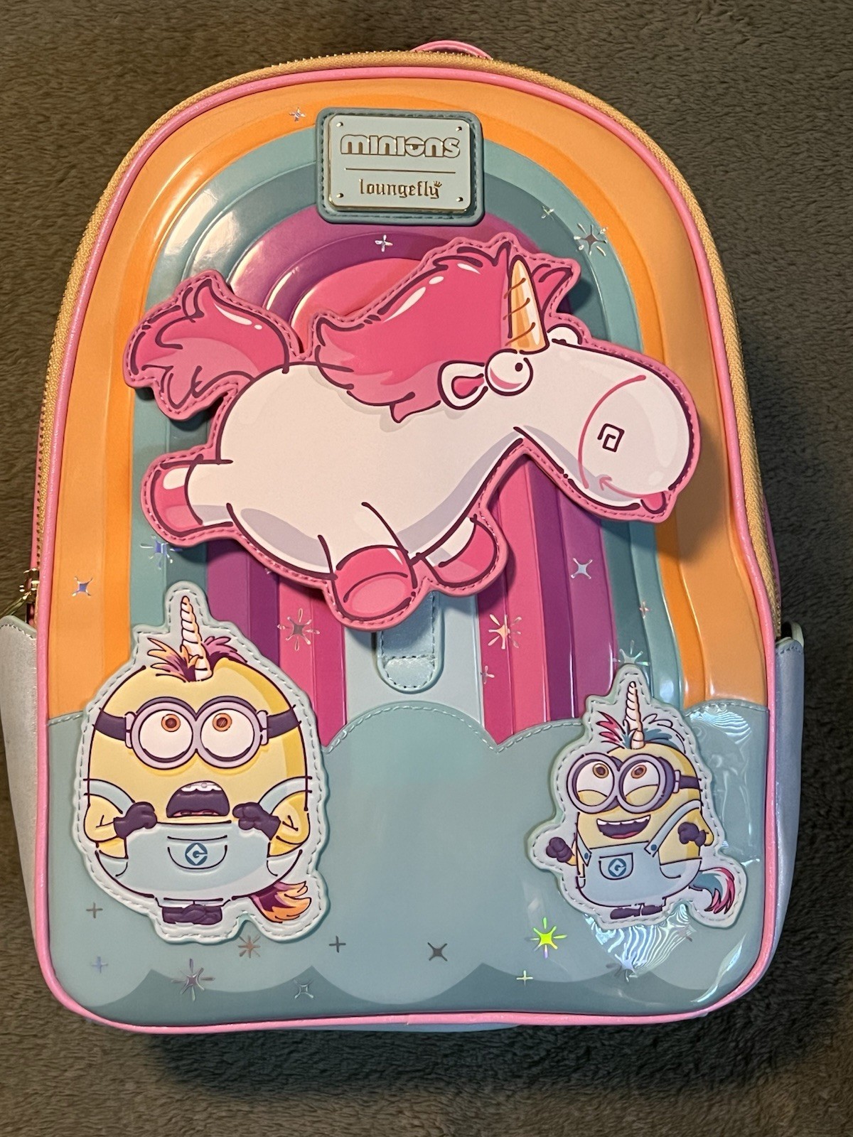 DISNEY LOUNGEFLY UNIVERSAL MINIONS FLUFFY UNICORN RAINBOW MINI BACKPACK NWT DISNEY LOUNGEFLY UNIVERSAL MINIONS FLUFFY UNICORN RAINBOW MINI BACKPACK NWT