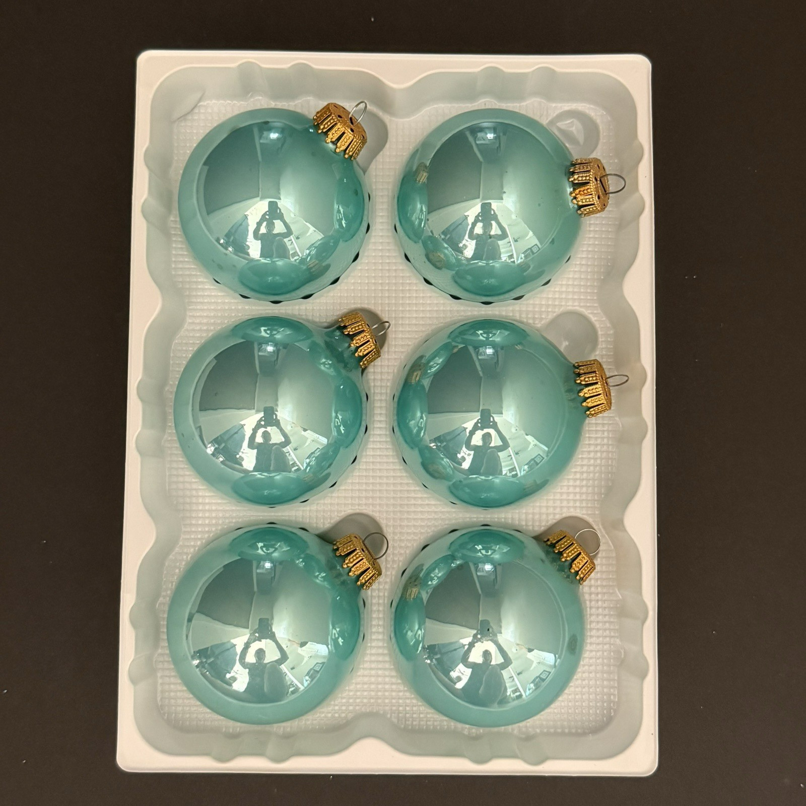 VTG Rauch Glass Christmas Ornaments Aqua Blue 3