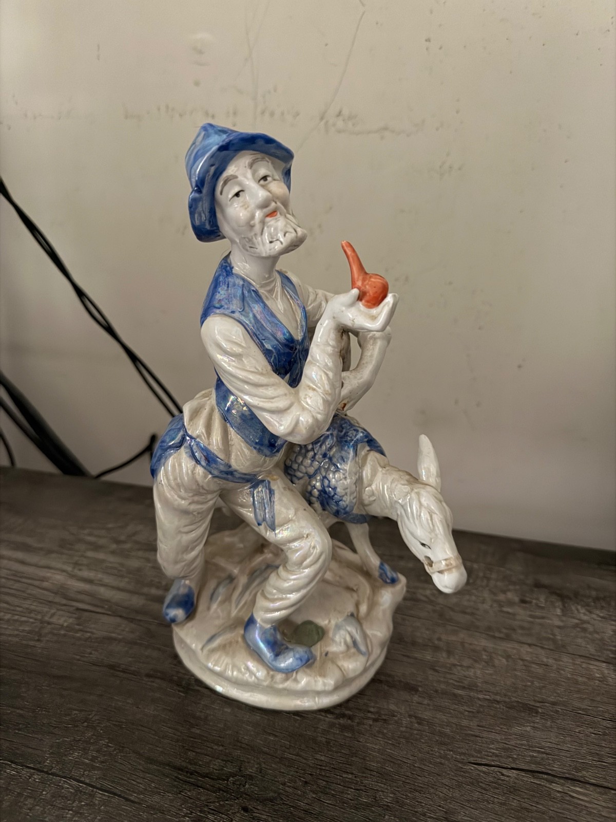 Vintage Ceramic Porcelain Donkey & Old Man Figurine #4588