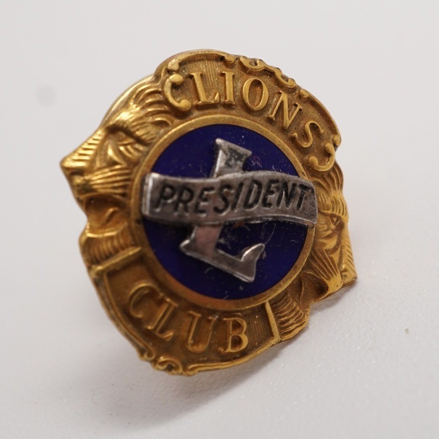 Vintage Lions Club President Lapel Pin 1/10 10K Gold Filled Sterling Silver .925