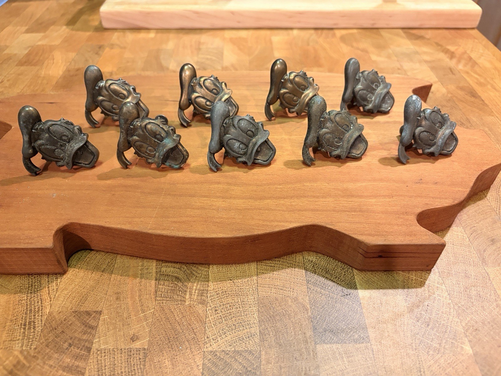 Vintage Disney Donald Duck Metal Drawer Pulls (Set of 9) Made in Taiwan