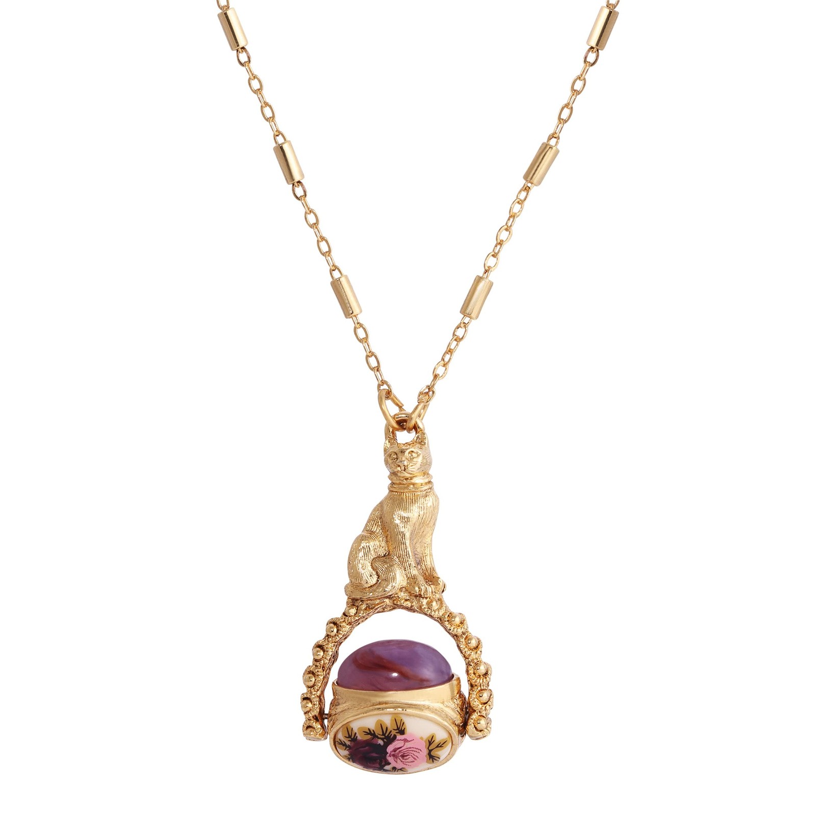 1928 Jewelry Women\'s 14K Gold Dipped Manor House Pink & Purple Stone