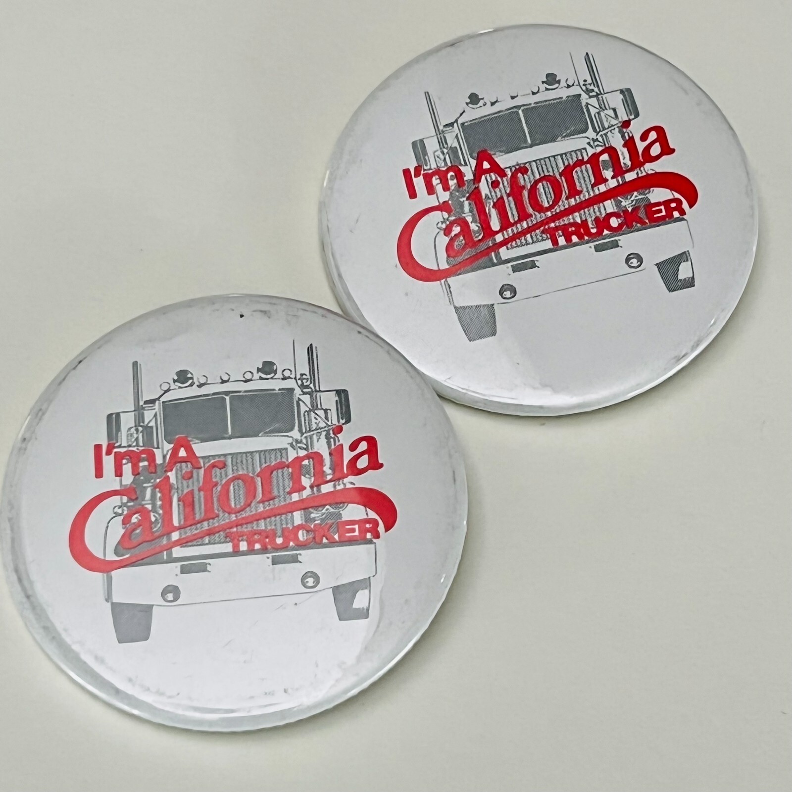 Vintage “ I\'m A California Trucker  ” Button / Pin - Lot of 2